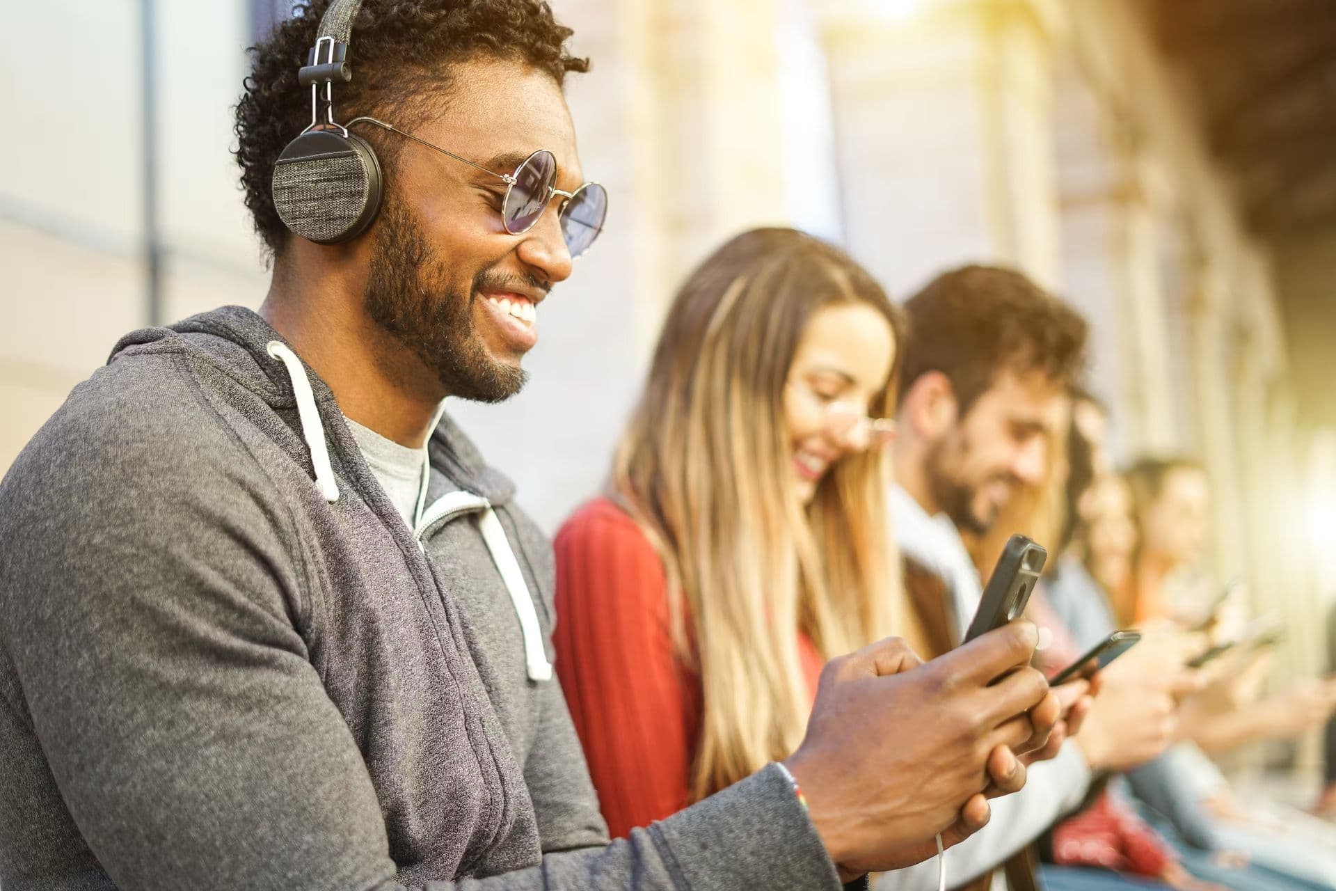 people looking at phone